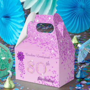 Ballotins Belle Parties scintillant rose et ruban 80e annive