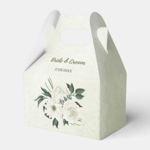 Ballotins Belles fleurs blanches feuilles vertes mariage