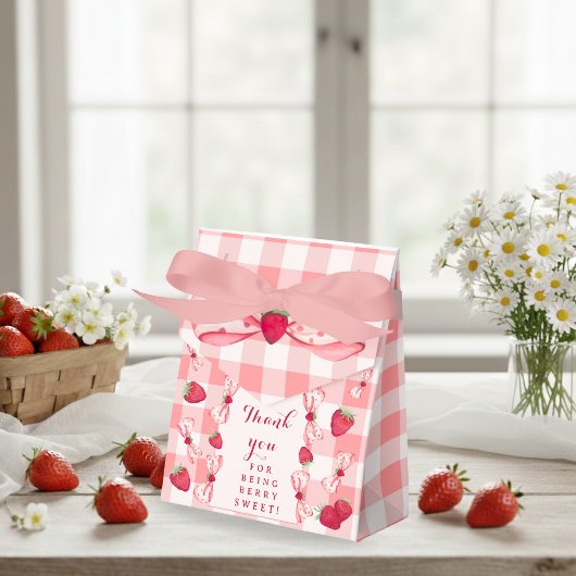 Ballotins Berry First Birthday Red Gingham Bows Square