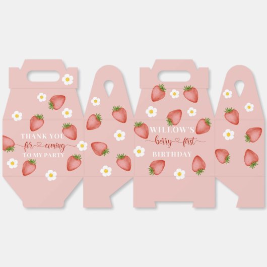 Ballotins Berry First Birthday Theme Party Boxes (Déplié)