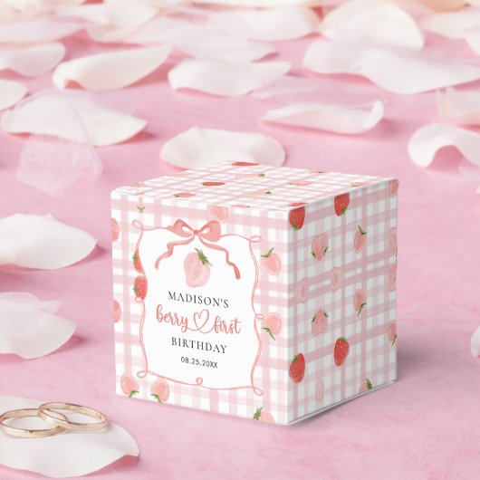 Ballotins Berry First Strawberry Pink En vichy 1er anniversa (Mariage)