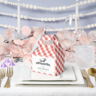 Ballotins Bibs & Ribs BBQ Gingham Rouge Rustique Baby Shower