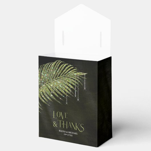 Ballotins Bijoux feuille Mariage vert ID830 (Ouvert)