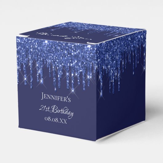 Ballotins Birthday party navy blue white glitter drips (Verso)