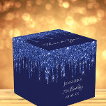 Ballotins Birthday party navy blue white glitter drips<br><div class="desc">Elegant, classic, glamorous and girly for a 21st (or any age) birthday party favors. A classic navy blue background color. With the text: 21st Birthday and Thank You written with a modern hand lettered style script. Decorated faux glitter drips, paint dripping look. Personalize and add a name and a date....</div>