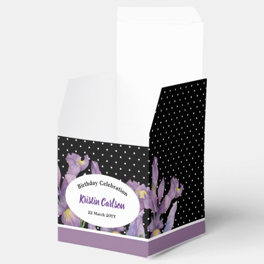 Ballotins Birthday Purple Iriss avec Pois noirs blancs (Ouvert)
