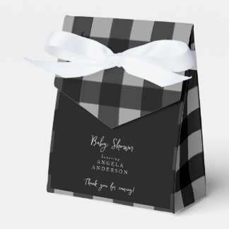 Ballotins Black and Grey Gingham Shower Thank You Favor Box