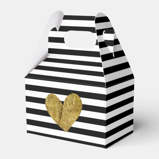 Ballotins Black and White Stripes Gold Heart (Verso)