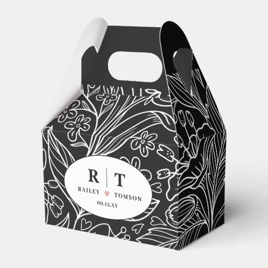 Ballotins Black Chic Moderne Merci Floral Mariage (Verso)