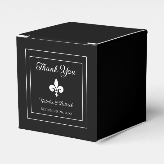 Ballotins Black Fleur de Lis Mariage Favor Boxes (Verso)