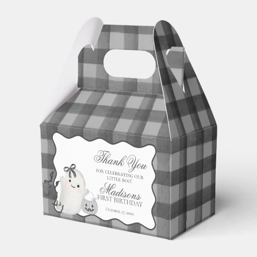 Ballotins Black Gingham Cute Boo Ghost Birthday Favors Gable (Verso)