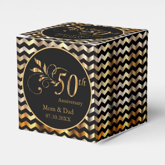 Ballotins Black & Gold Chevron 50e anniversaire de Mariage (Verso)