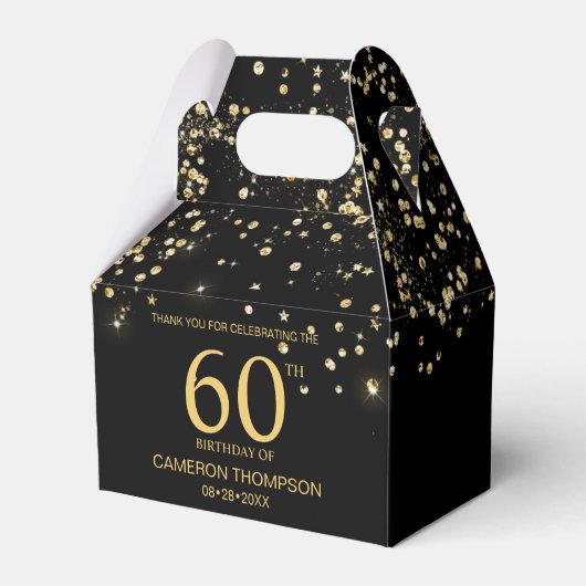 Ballotins Black Gold Confetti 60th birthday Elegant custom (Arrière)