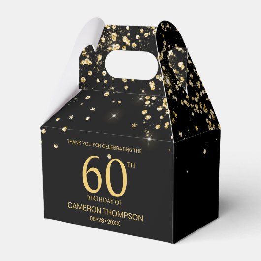 Ballotins Black Gold Confetti  Elegant custom 60th birthday (Verso)