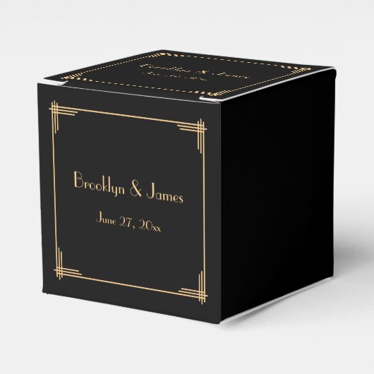 Ballotins Black Great Gatsby Art Déco Mariage Faveur Boxes (Verso)