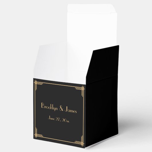 Ballotins Black Great Gatsby Art Déco Mariage Faveur Boxes (Ouvert)