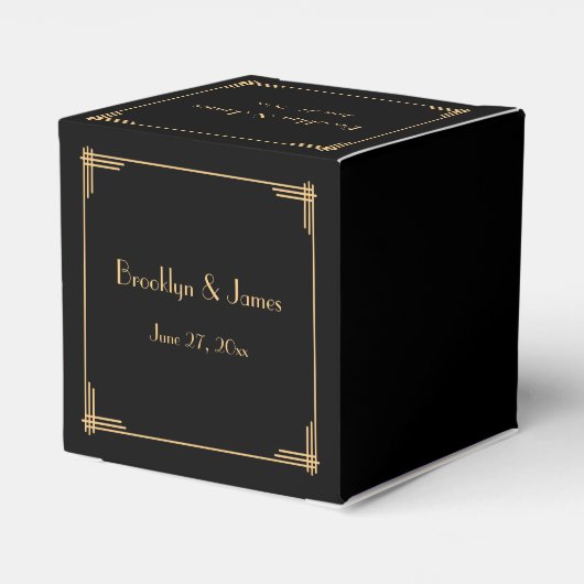 Ballotins Black Great Gatsby Art Déco Mariage Faveur Boxes (Arrière)