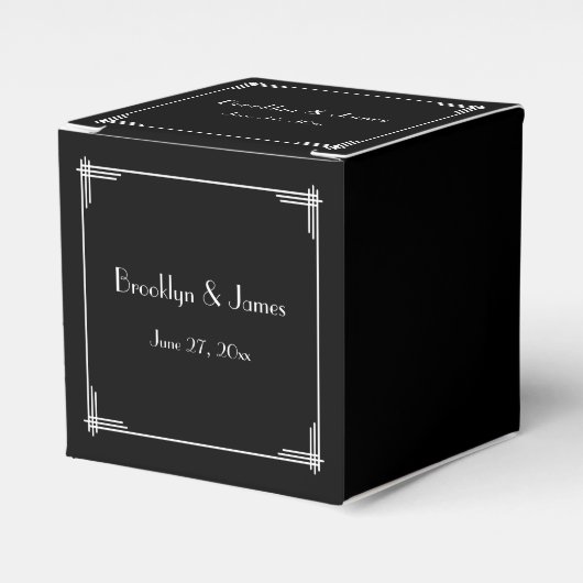 Ballotins Black Great Gatsby Art Déco Mariage Faveur Boxes (Verso)