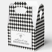 Ballotins Black Harlequin Checkered Bridesmaid Proposal Box (Ouvrir)