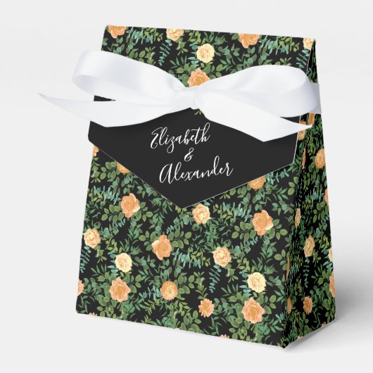 Ballotins Black & Peach Mariage Floral moderne (Verso)