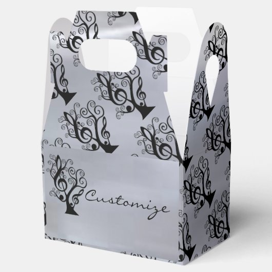 Ballotins Black & Silver Music Treble Clef Tree Gable Box (Ouvert)