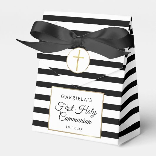 Ballotins Black Stripe Elegant Or Première Sainte Communion (Verso)