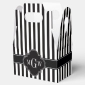 Ballotins Black White Stripe Black Quatrefoil 3 Monogramme (Ouvert)