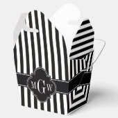 Ballotins Black White Stripe Black Quatrefoil 3 Monogramme (Ouvert)
