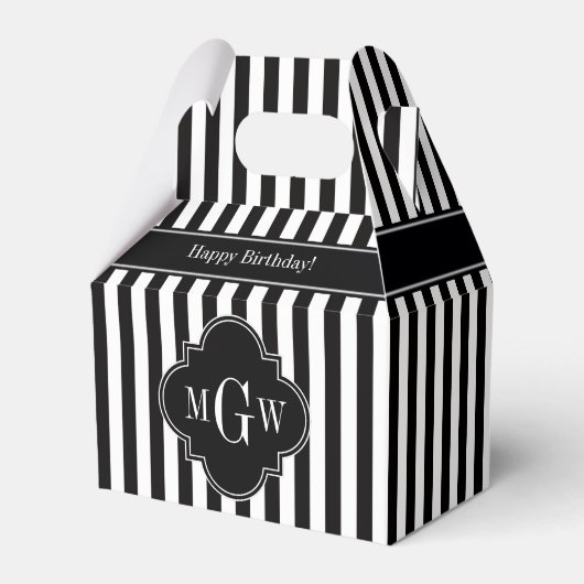 Ballotins Black White Stripe Black Quatrefoil 3 Monogramme (Verso)