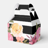 Ballotins Black White Stripes Aquarelle Florale Mariage (Arrière)