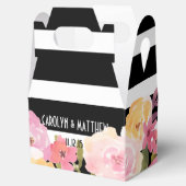 Ballotins Black White Stripes Aquarelle Florale Mariage (Ouvert)