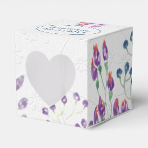 Ballotins Blanc en relief avec fleurs aquarelles