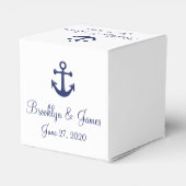 Ballotins Blanc Et Bleu Marine Mariage Nautique Faveur Boîte (Arrière)