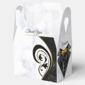 Ballotins Blanc moderne - Marbre noir Abstrait boîte cadeau (Ouvert)