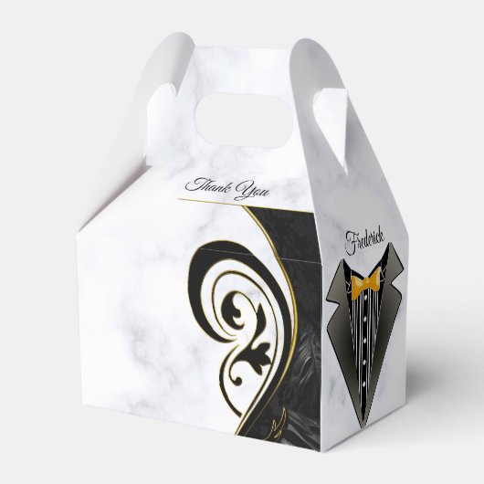 Ballotins Blanc moderne - Marbre noir Abstrait boîte cadeau (Verso)