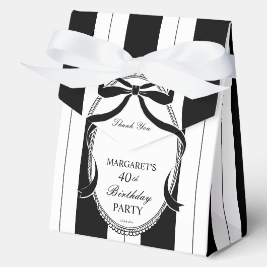Ballotins Blancs noir rétro rayures d'anniversaire faveurs p (Recto)
