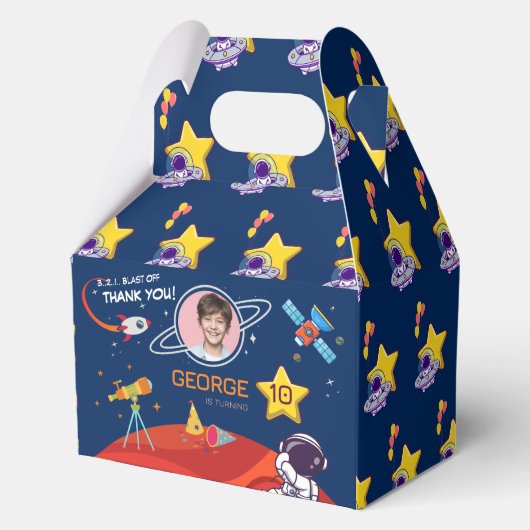 Ballotins Bleu amusant Astronaut spatial Rocket Anniversaire (Recto)