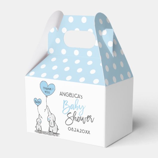 Ballotins Bleu Blanc Polka Dot Elephant Baby shower garçon (Verso)