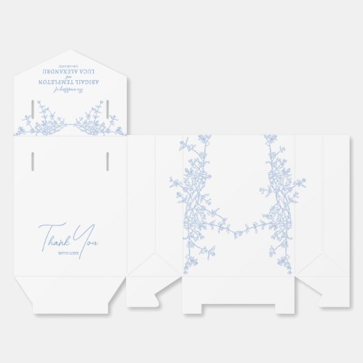 Ballotins Bleu Chinoiserie Toile de Jouy Mariage (Déplié)