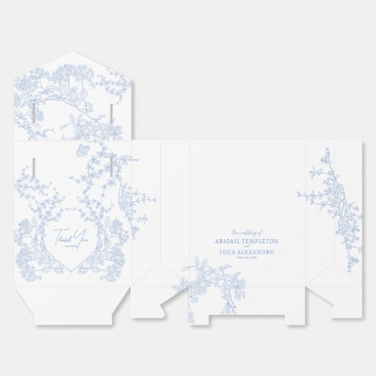 Ballotins Bleu Chinoiserie Toile de Jouy Mariage (Déplié)