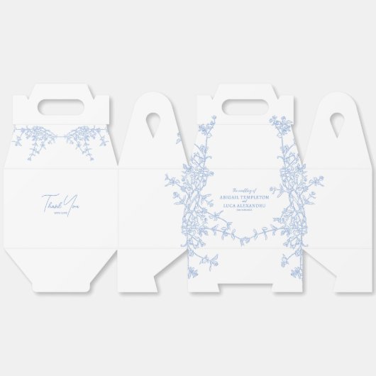 Ballotins Bleu Chinoiserie Toile de Jouy Mariage (Déplié)