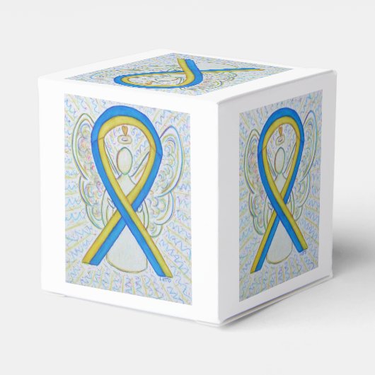 Ballotins Bleu et Jaune Sensibilisation Ruban Party Favorise (Arrière)