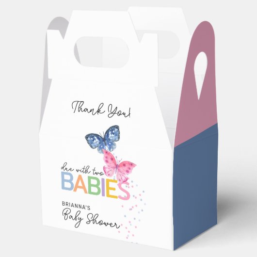 Ballotins Bleu et rose Papillon Twins Baby shower Merci (Ouvert)