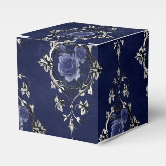 Ballotins Bleu marine et damas floral victorien argenté (Verso)