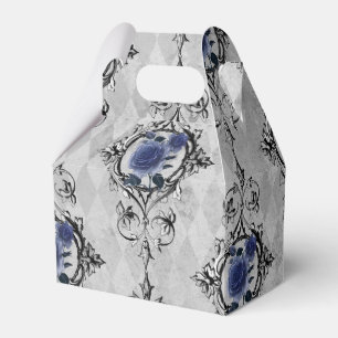 Ballotins Bleu marine et floral damassé victorien argenté
