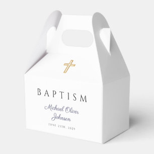 Ballotins Bleu marine Script Croix religieuse garçon Baptême