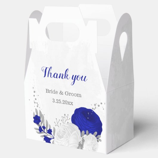 Ballotins bleu royal et fleurs blanches argent mariage botan (Ouvert)