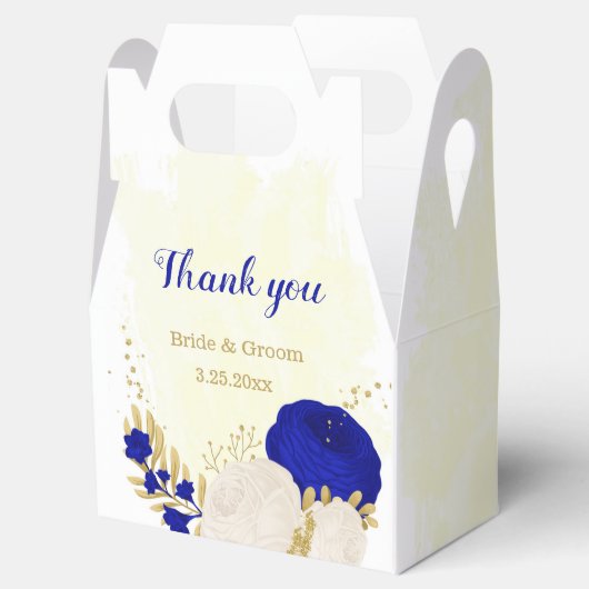 Ballotins bleu royal et fleurs blanches or mariage botanique (Ouvert)