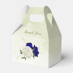 Ballotins bleu royal fleurs blanches mariage