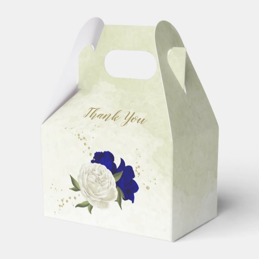Ballotins bleu royal fleurs blanches mariage (Verso)